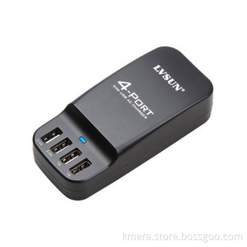 4 Independent USB Port Charger with Optonal Power Cord can Charge 2 iPad and 2 iPhone Simultaneously